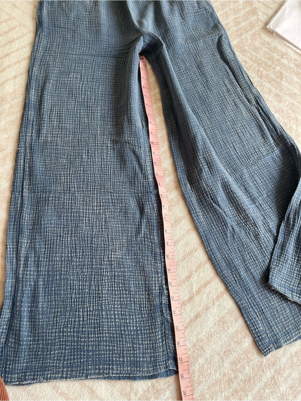 Zenana 100% Cotton Acid-Wash Gauze Pants - Dusty Blue - Picture 6 of 9